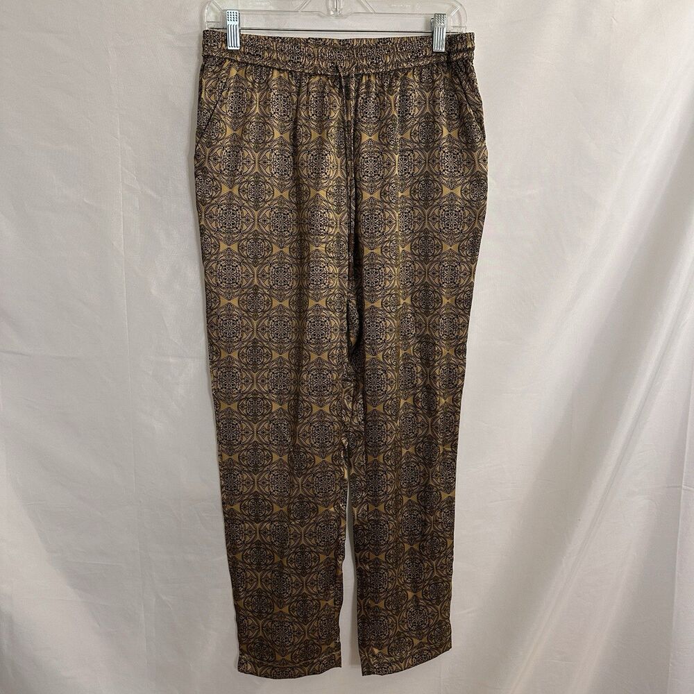 Paloma Blue Lounge Pants Size LARGE Silk Designer Gold
